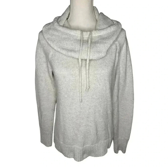 Columbia Sweaters - Columbia Women’s Large Marled Cream Gray Drawstring Cowlneck Sweater